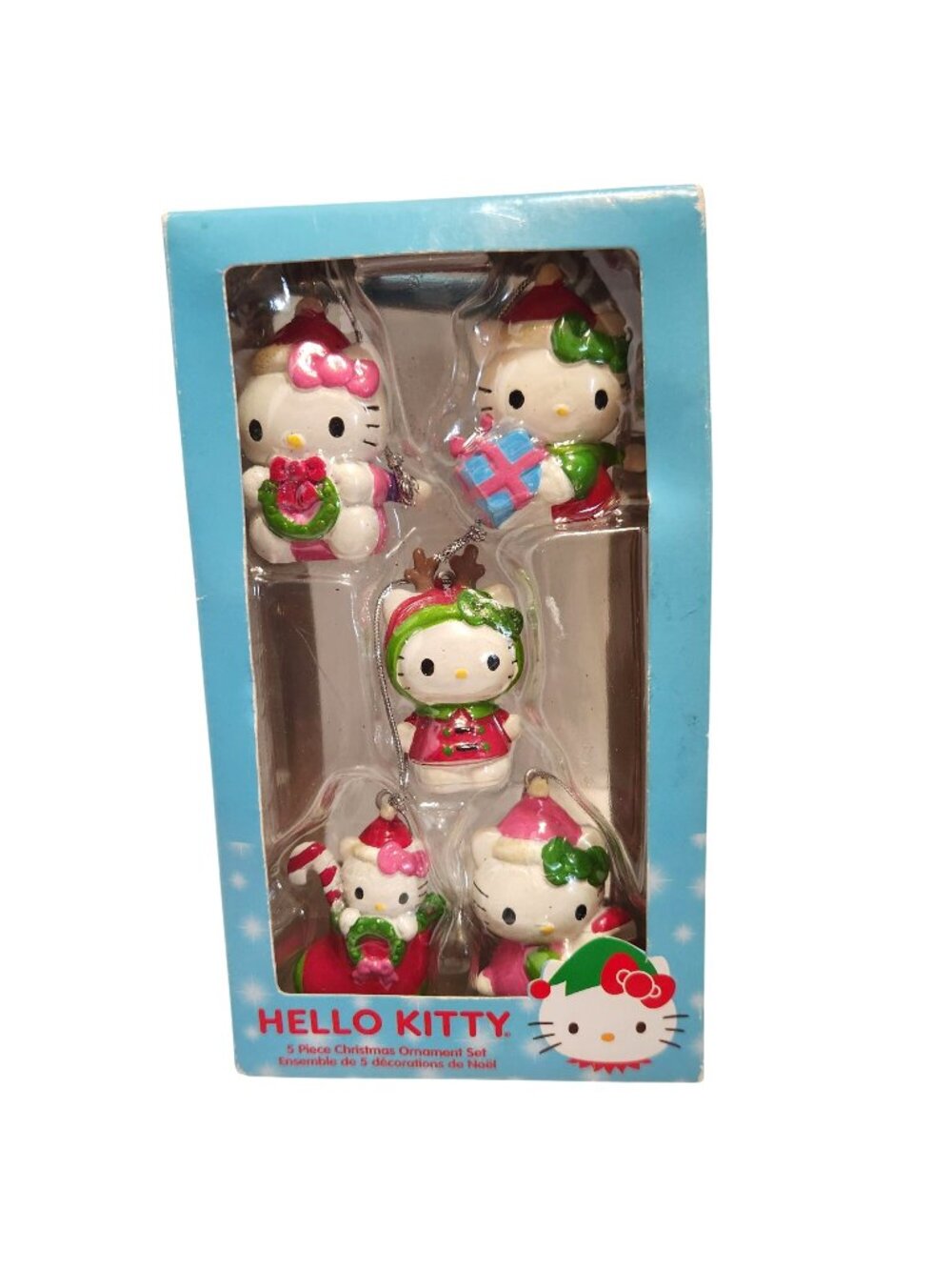 Hello Kitty 5-Pc Christmas Ornament Set Kurt Adler Festive Holiday Design READ